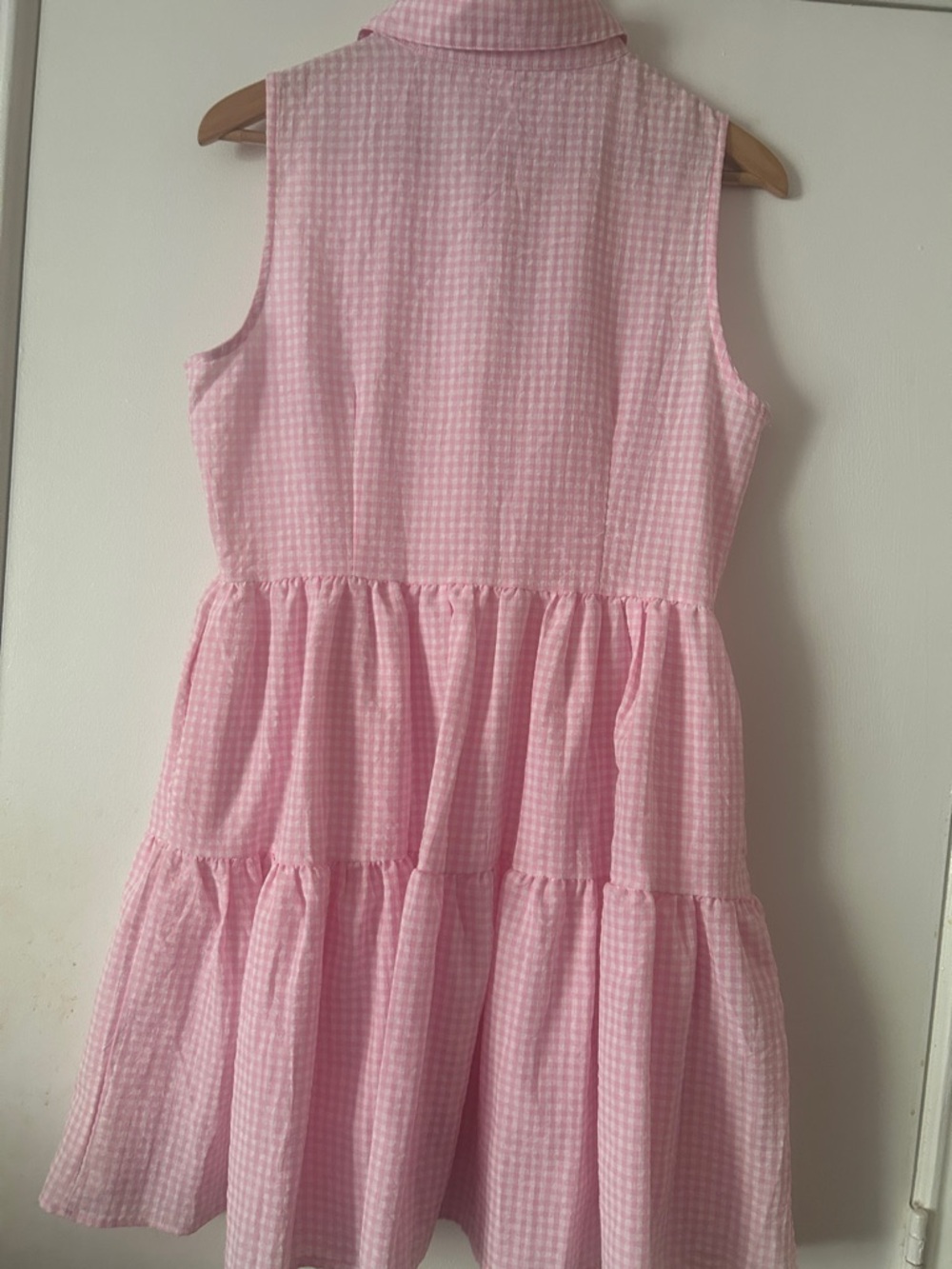 Beachsissi Sleeveless Pink Gingham Tiered Dress size S - Picture 3 of 5